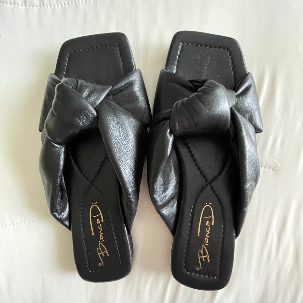 Bianca Di Black Leather Knot Slide Sandals – Women’s Size 5.5 (36) Made in Italy